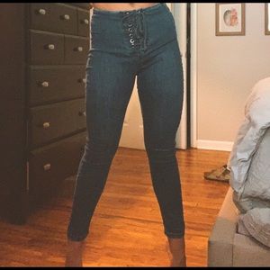 Free People High Waist Lace Up Jegging